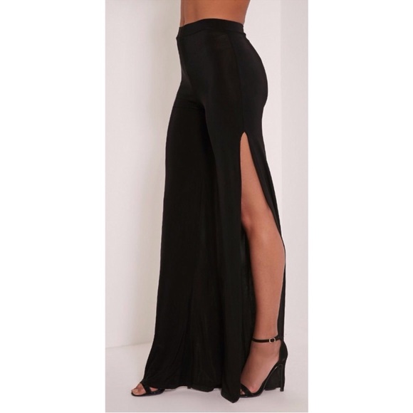 PrettyLittle Thing Darsee Side Split Slinky Trousers - Picture 1 of 6